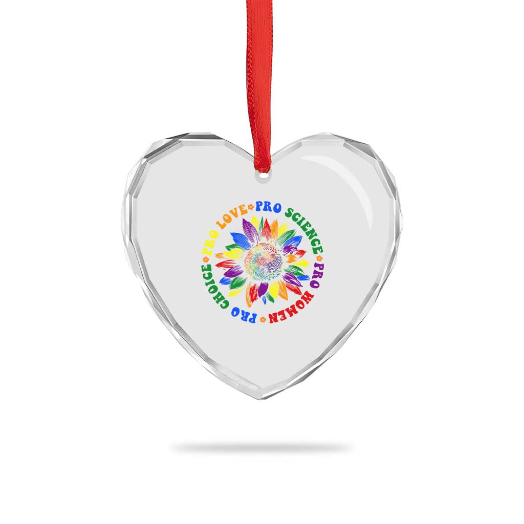 Pro Choice Women Rights Heart Crystal Glass Ornament Equal Rights Multicolored Flowers - Wonder Print Shop
