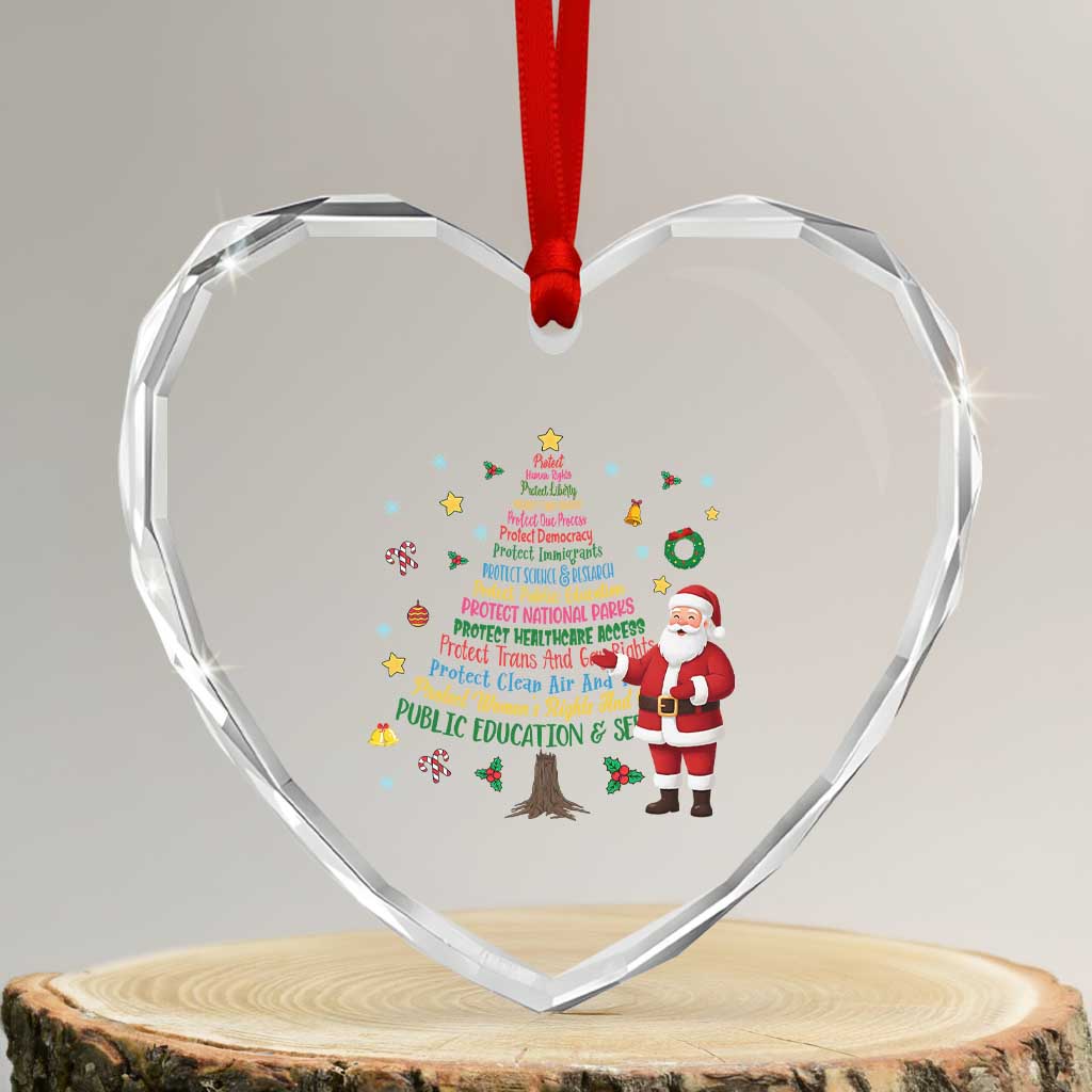 Pro Democracy Activist Christmas Tree Heart Crystal Glass Ornament Human Rights Xmas Gift - Wonder Print Shop