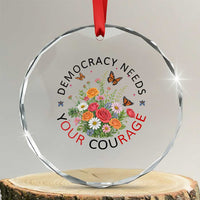 Pro Democracy Crystal Glass Ornament Human Rights Our Rage Protest Floral FDT