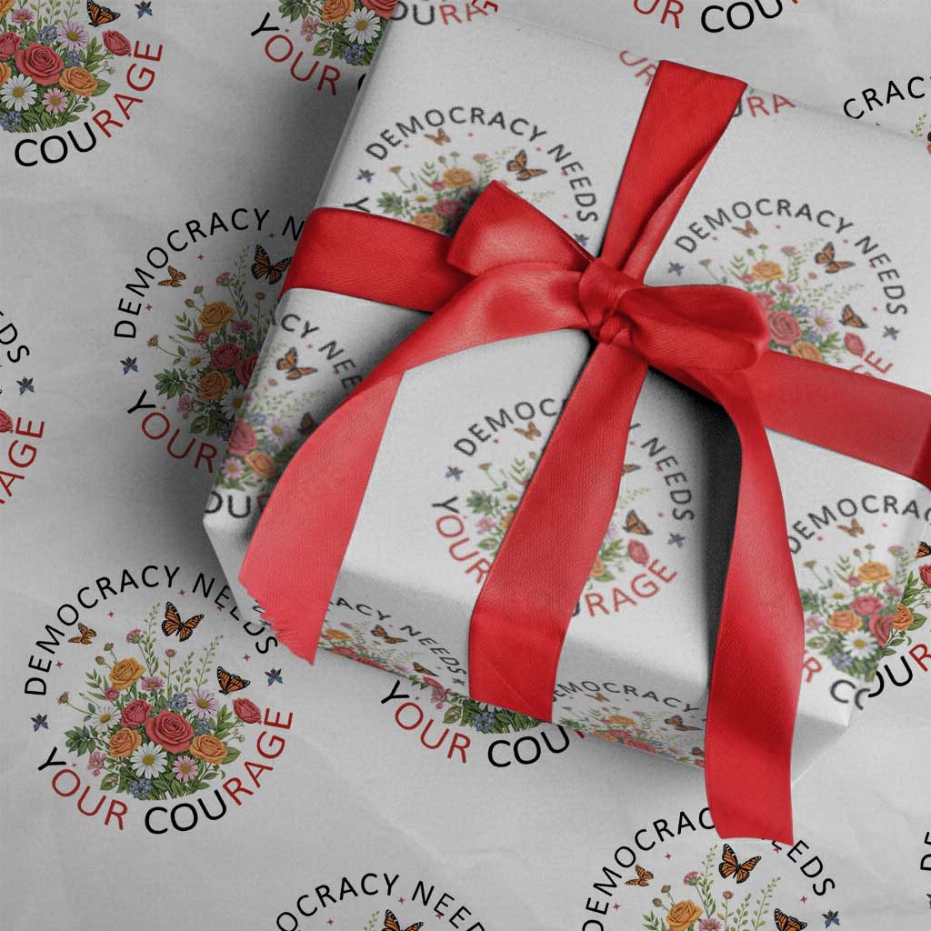 Pro Democracy Wrapping Paper Roll Human Rights Our Rage Protest Floral FDT