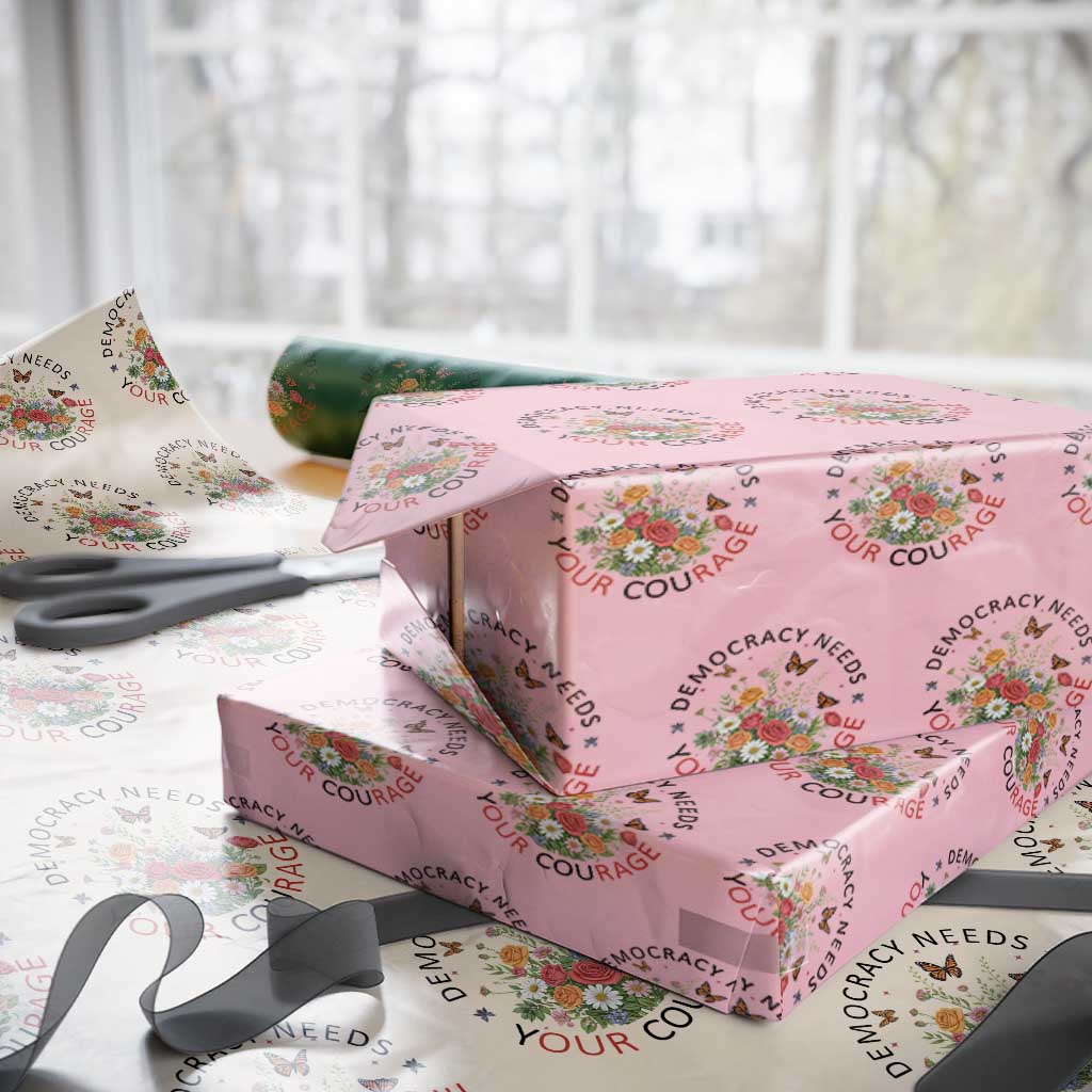 Pro Democracy Wrapping Paper Roll Human Rights Our Rage Protest Floral FDT