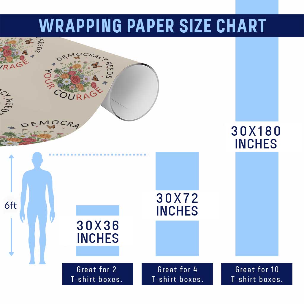 Pro Democracy Wrapping Paper Roll Human Rights Our Rage Protest Floral FDT