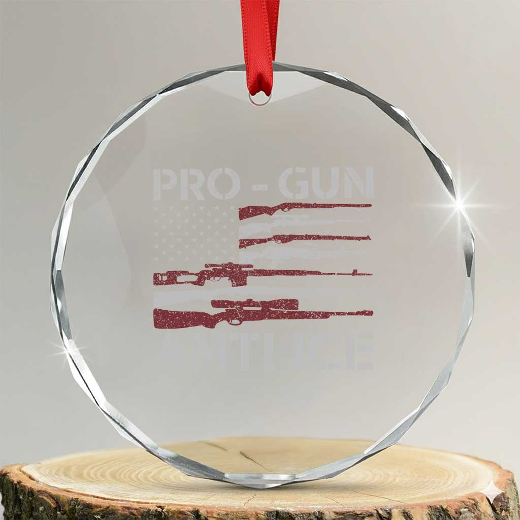 Pro Gun Anti Ice Crystal Glass Ornament Vintage American Flag 2nd Amendment Support