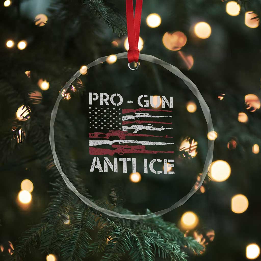 Pro Gun Anti Ice Crystal Glass Ornament Vintage American Flag 2nd Amendment Support