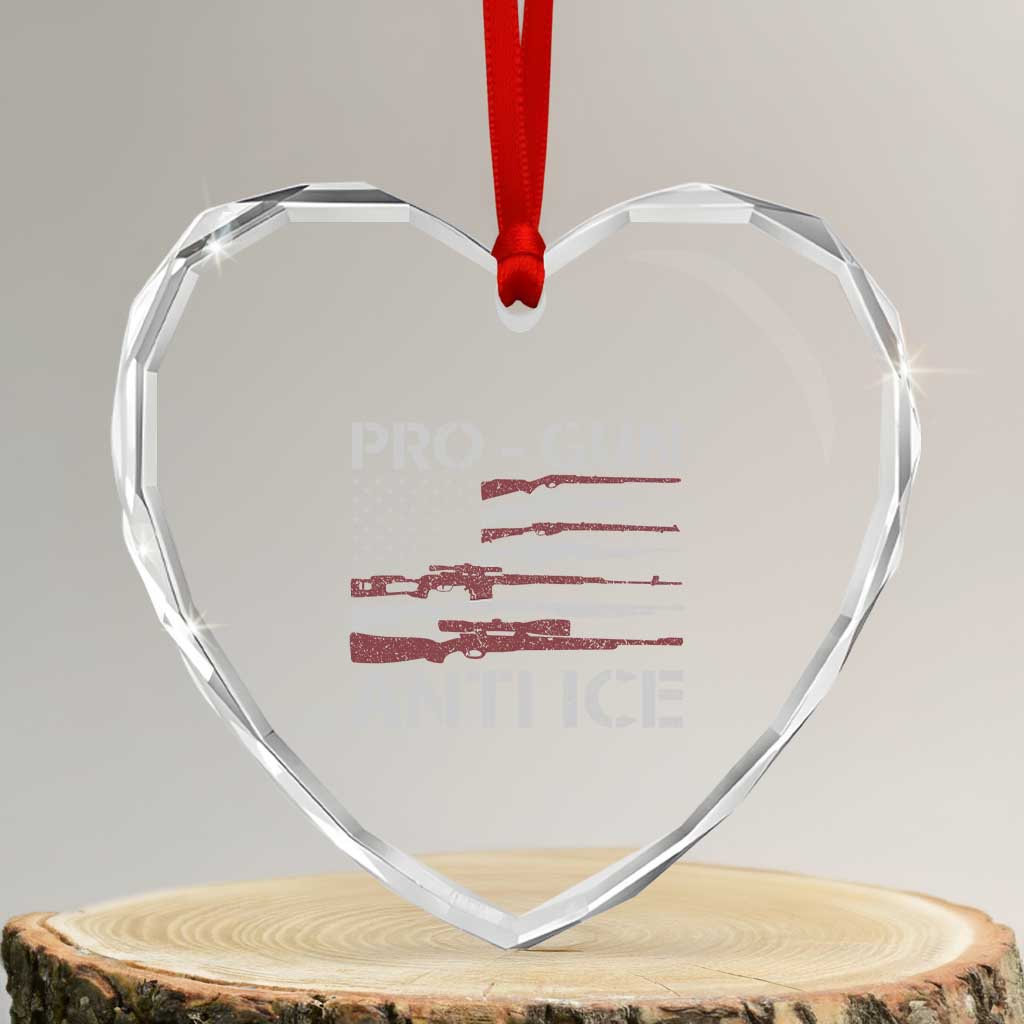 Pro Gun Anti Ice Heart Crystal Glass Ornament Vintage American Flag 2nd Amendment Support