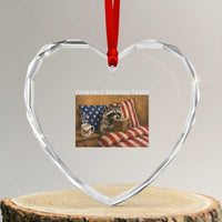Probably Reading Trash Racoon Heart Crystal Glass Ornament Funny Racoon Book Lover 4th of July