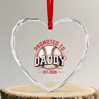 Promoted To Dad 2026 Baseball Heart Crystal Glass Ornament First Time Father Sports Lover