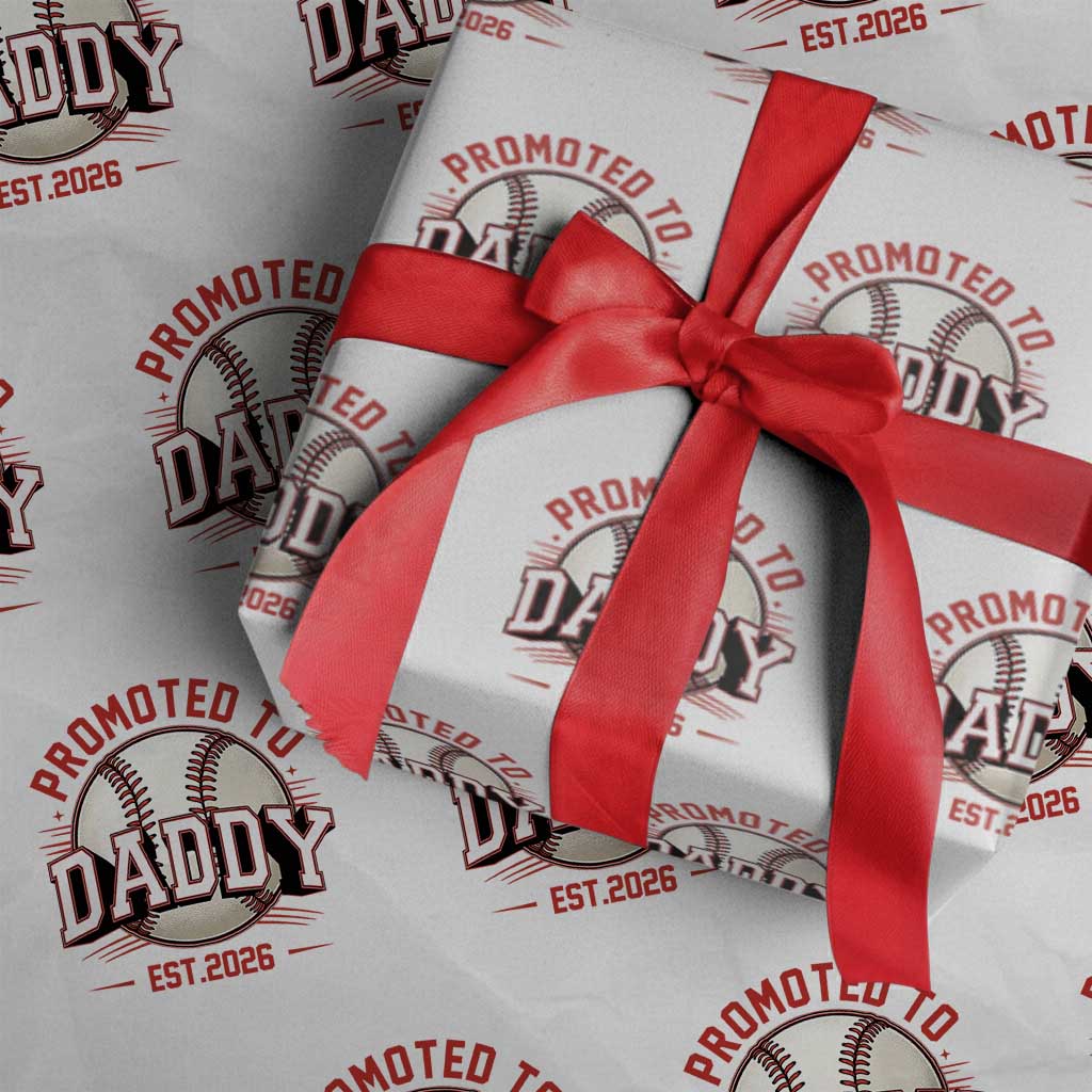 Promoted To Dad 2026 Baseball Wrapping Paper Roll First Time Father Sports Lover