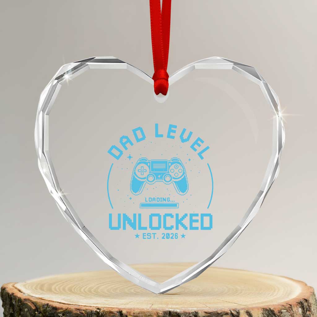 Promoted to Dad 2026 Heart Crystal Glass Ornament New Dad Gifts for First Time Daddy Fathers Day