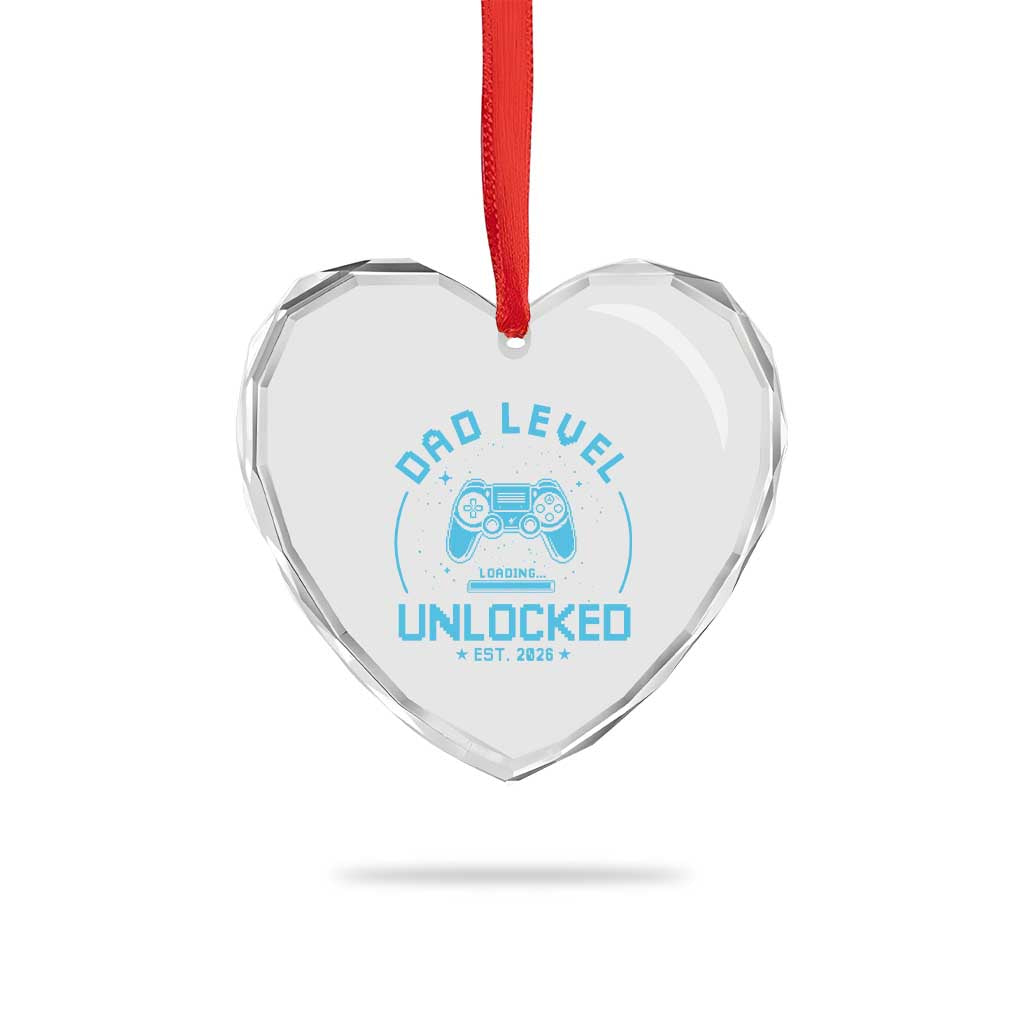 Promoted to Dad 2026 Heart Crystal Glass Ornament New Dad Gifts for First Time Daddy Fathers Day