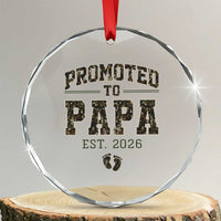 Promoted To Dad Est 2026 Camo Crystal Glass Ornament Hunting Style New Dad Gift Graphic