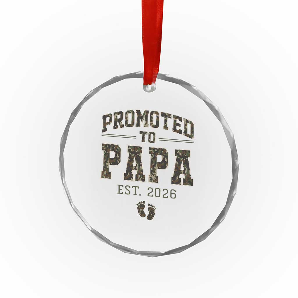 Promoted To Dad Est 2026 Camo Crystal Glass Ornament Hunting Style New Dad Gift Graphic