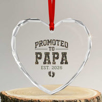 Promoted To Dad Est 2026 Camo Heart Crystal Glass Ornament Hunting Style New Dad Gift Graphic