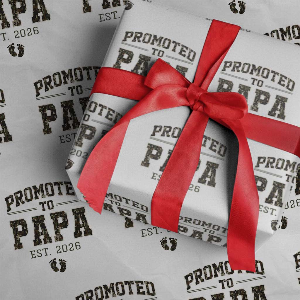 Promoted To Dad Est 2026 Camo Wrapping Paper Roll Hunting Style New Dad Gift Graphic