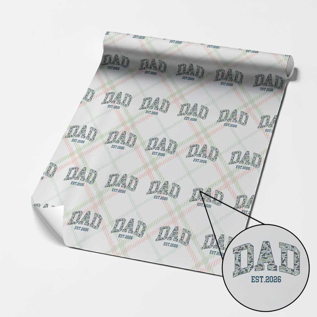 Promoted To Dad Est 2026 Wrapping Paper Roll Camo Fishing New Dad Gift
