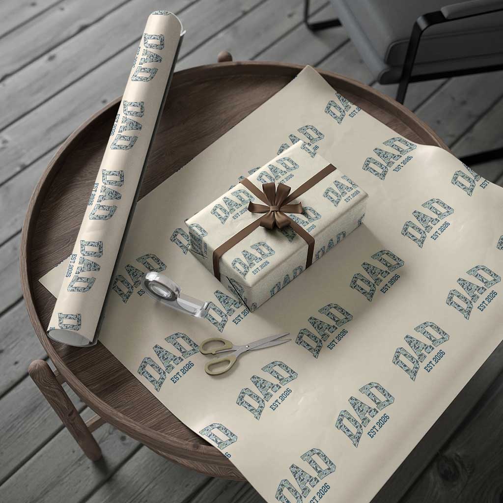 Promoted To Dad Est 2026 Wrapping Paper Roll Camo Fishing New Dad Gift