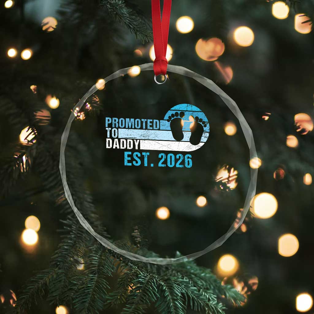 Promoted to Daddy 2026 Crystal Glass Ornament Funny Pregnancy Reveal