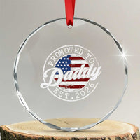 Promoted to Daddy 2026 Crystal Glass Ornament New Dad US Flag Fathers Day