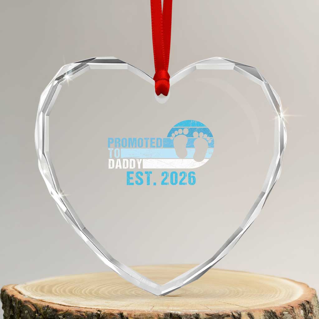 Promoted to Daddy 2026 Heart Crystal Glass Ornament Funny Pregnancy Reveal