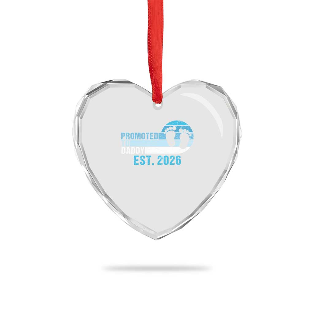 Promoted to Daddy 2026 Heart Crystal Glass Ornament Funny Pregnancy Reveal