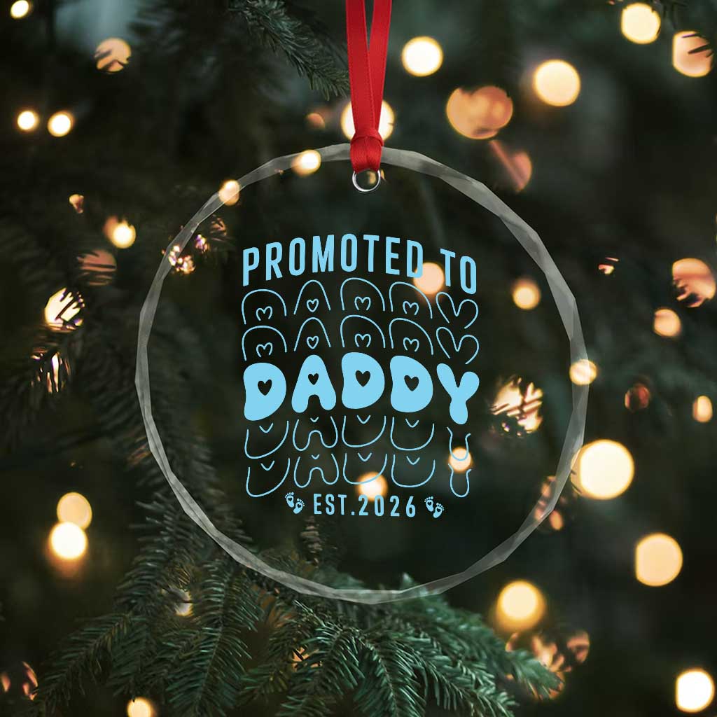 Promoted To Daddy 2026 New Boy Dad Crystal Glass Ornament First Time Fathers Day Gift