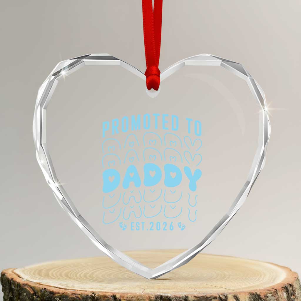 Promoted To Daddy 2026 New Boy Dad Heart Crystal Glass Ornament First Time Fathers Day Gift