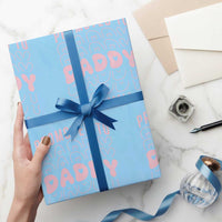 Promoted To Daddy 2026 New Girl Dad Wrapping Paper Roll First Time Fathers Day Gift