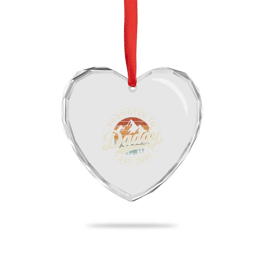 Promoted To Daddy Est 2026 Heart Crystal Glass Ornament Soon to Be Dad Retro Baby Announcement