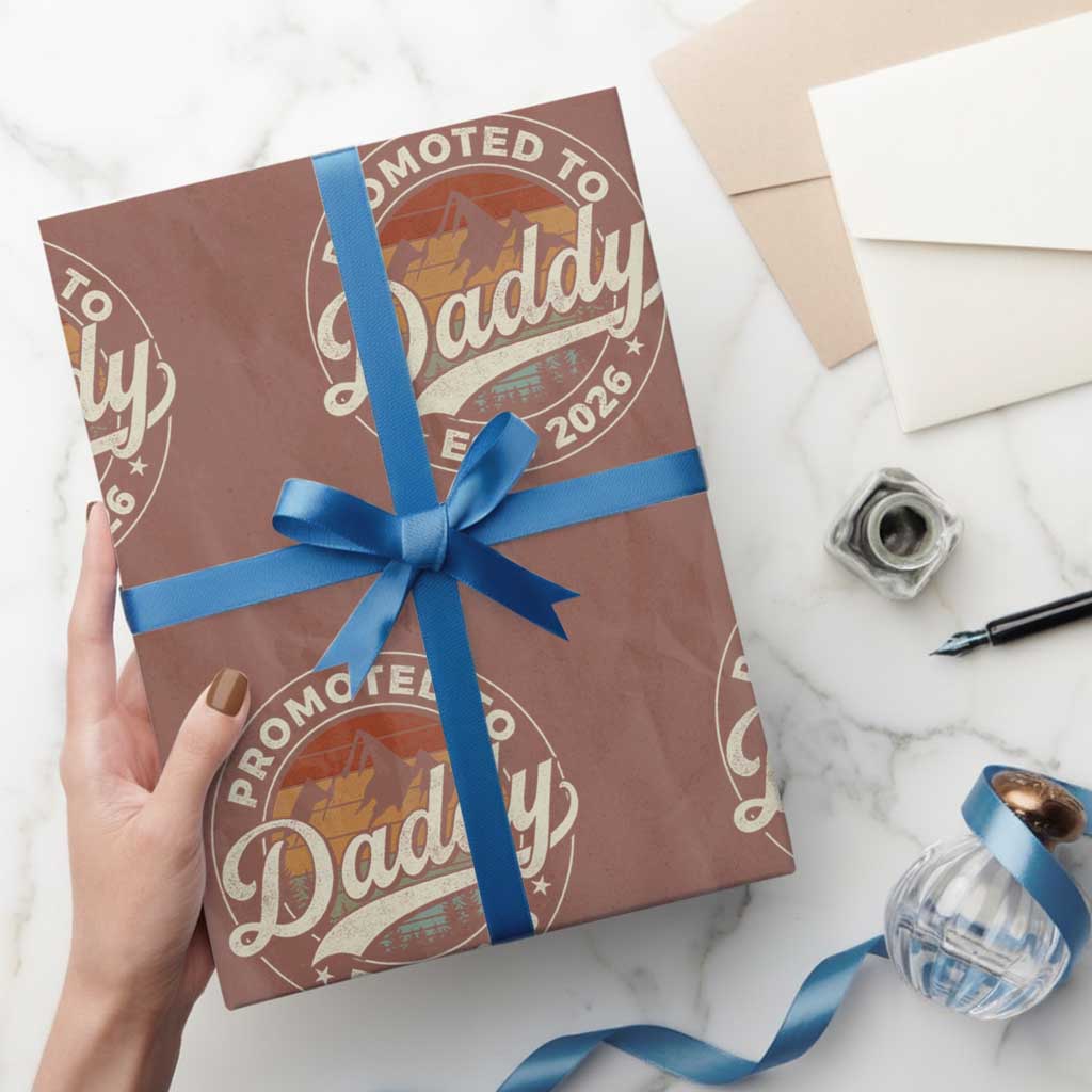 Promoted To Daddy Est 2026 Wrapping Paper Roll Soon to Be Dad Retro Baby Announcement