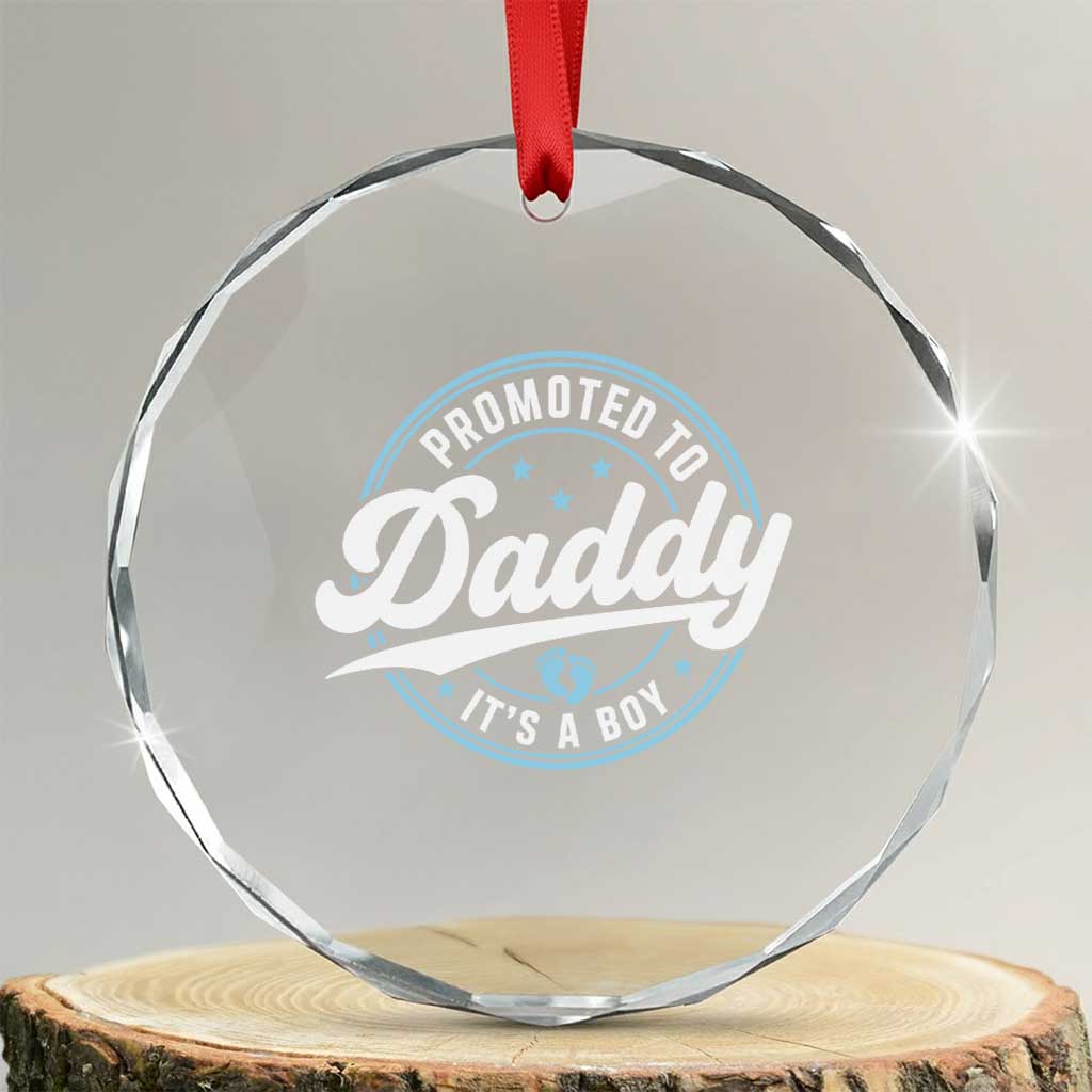 Promoted To Daddy It's A Boy Crystal Glass Ornament Funny Pregnancy Reveal