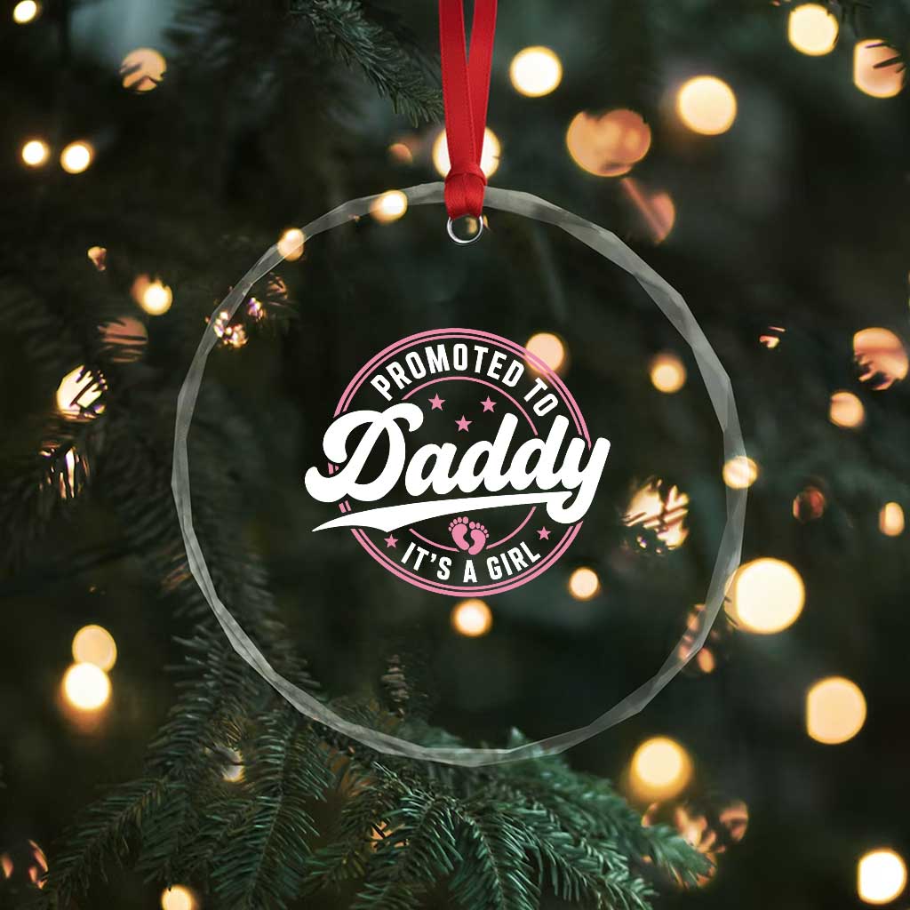 Promoted To Daddy It's A Girl Crystal Glass Ornament Funny Pregnancy Reveal