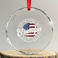 Promoted to Grandpa 2026 Crystal Glass Ornament New Grandfather US Flag Fathers Day