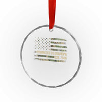 Promoted To Grandpa Est. 2026 Crystal Glass Ornament Retro Camo American Flag - Wonder Print Shop