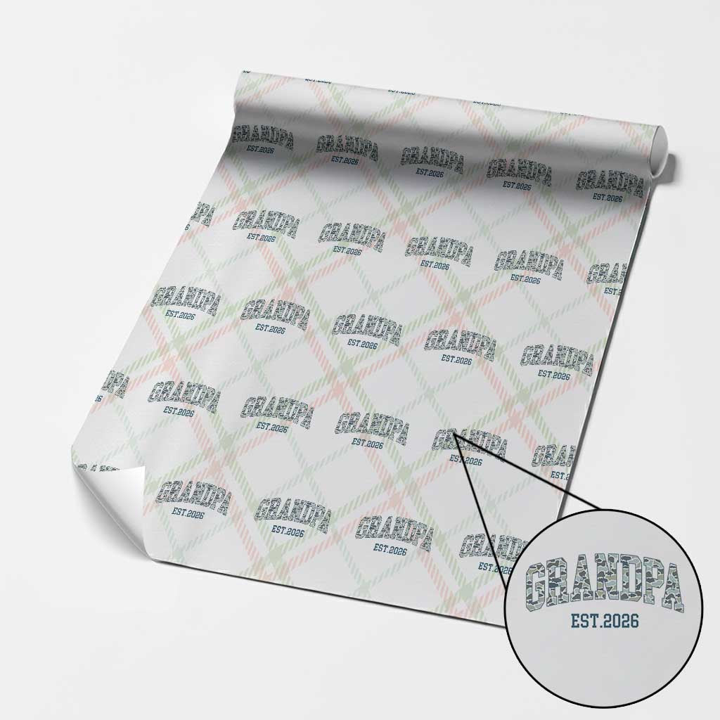 Promoted To Grandpa Est 2026 Wrapping Paper Roll Camo Fishing New Grandpa Gift