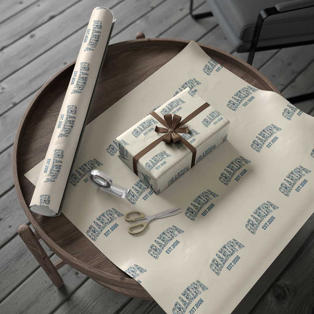 Promoted To Grandpa Est 2026 Wrapping Paper Roll Camo Fishing New Grandpa Gift