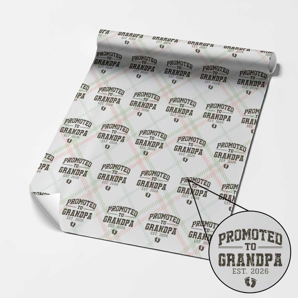 Promoted To Grandpa Est 2026 Wrapping Paper Roll Vintage Camo Grandpa Graphic