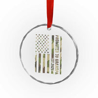 Promoted To Grandpa Est 2026 Patriotic American Flag Camo Crystal Glass Ornament