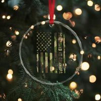 Promoted To Grandpa Est 2026 Patriotic American Flag Camo Crystal Glass Ornament