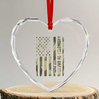 Promoted To Grandpa Est 2026 Patriotic American Flag Camo Heart Crystal Glass Ornament