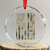 Promoted To Papa Est 2026 American Flag Camo Crystal Glass Ornament Patriotic New Papa
