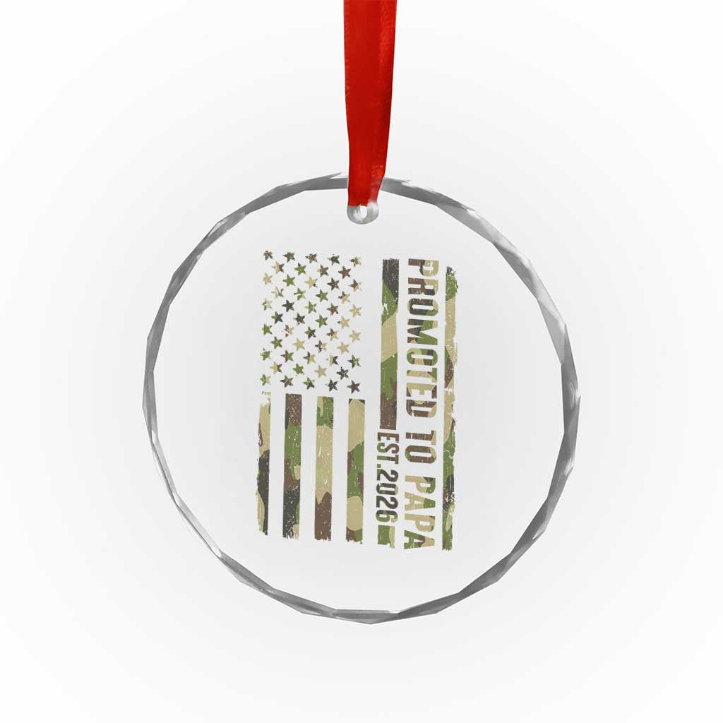 Promoted To Papa Est 2026 American Flag Camo Crystal Glass Ornament Patriotic New Papa