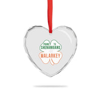 Prone to Shenanigans and Malarkey Heart Crystal Glass Ornament Funny St Patricks Day Shamrock