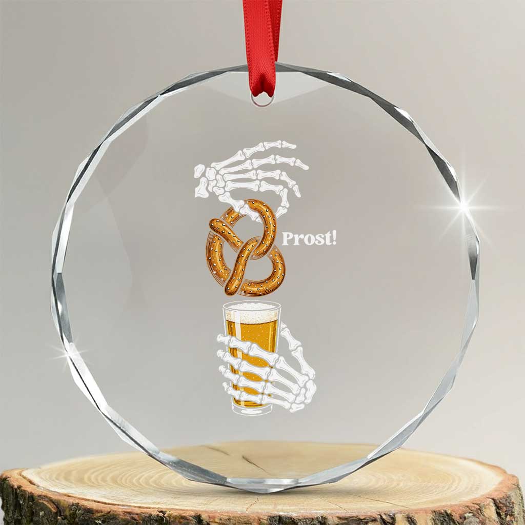 Prost Beer Lover Skeleton Hands German Festival Graphic Crystal Glass Ornament