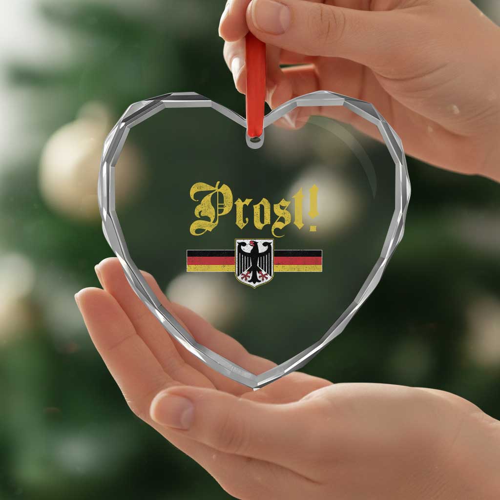 Prost Oktoberfest Beer Drinking Heart Crystal Glass Ornament German Flag Bundesadler Coat of Arms