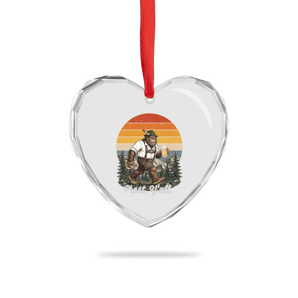 Prost Yall Bigfoot Heart Crystal Glass Ornament Vintage Oktoberfest Beer Lover Sasquatch Gift