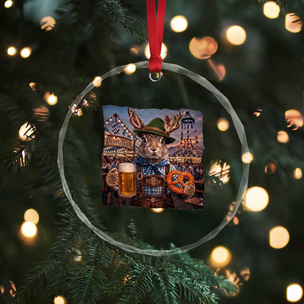 Prost Yall Wolpertinger Oktoberfest Bavarian Folklore Crystal Glass Ornament