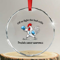 Prostate Cancer Awareness Crystal Glass Ornament Rooster Light Blue Ribbon Survivor Chemotherapy Gift