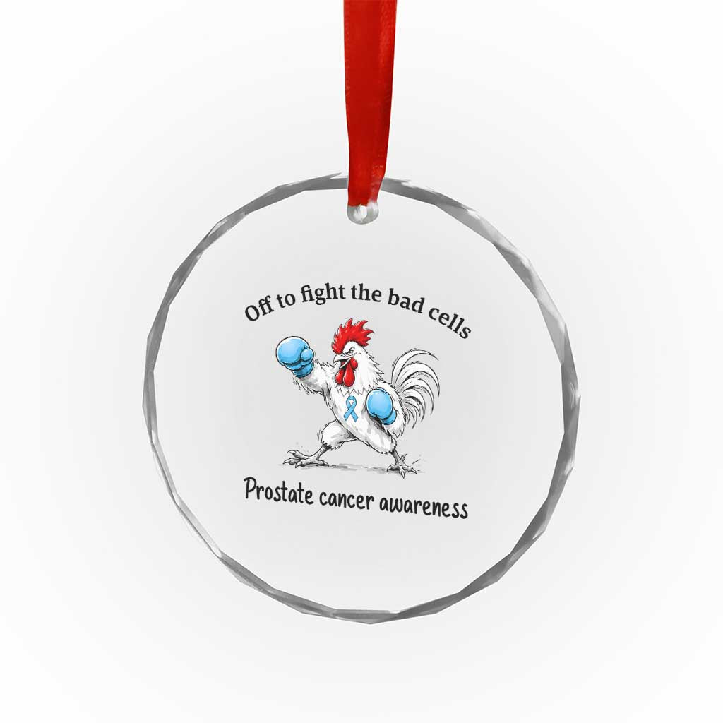 Prostate Cancer Awareness Crystal Glass Ornament Rooster Light Blue Ribbon Survivor Chemotherapy Gift