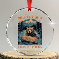 Protect Our National Parks Crystal Glass Ornament Parks Not Profits Bear Retro Graphic - Wonder Print Shop