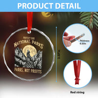 Protect Our National Parks Crystal Glass Ornament Parks Not Profits Wolf Retro Graphic - Wonder Print Shop